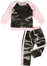 Toddler Baby Girls Camouflage Long Sleeve Shirt & Pants Tracksuit Outfits Set